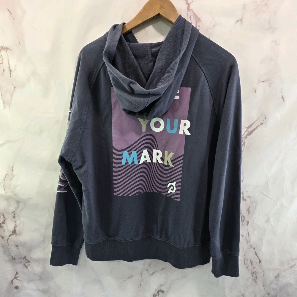 Peloton Hoodie Womens Medium Blue Purple Make Your Mark Half Zip Sweatshirt